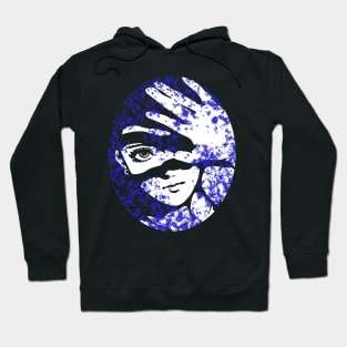 Punk Fashion Style Oval Blue Glowing Girl Hoodie